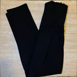 Express Black Strapless Jumpsuit with Pleated Front